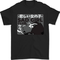 Anime Sad Girl Mens T-Shirt 100% Cotton Black