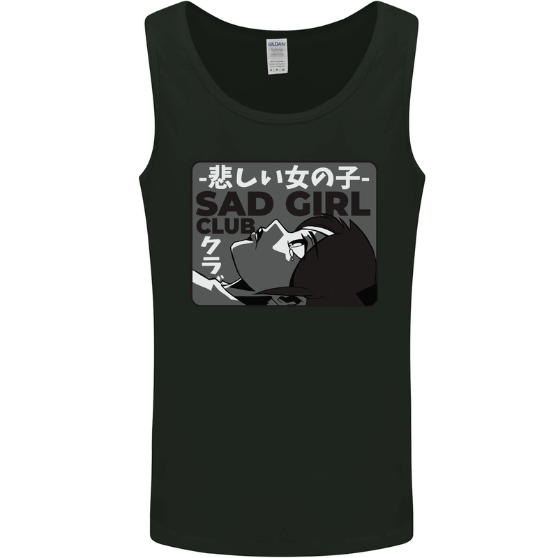 Anime Sad Girl Mens Vest Tank Top Black