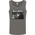 Anime Sad Girl Mens Vest Tank Top Charcoal