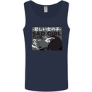 Anime Sad Girl Mens Vest Tank Top Navy Blue
