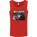 Anime Sad Girl Mens Vest Tank Top Red