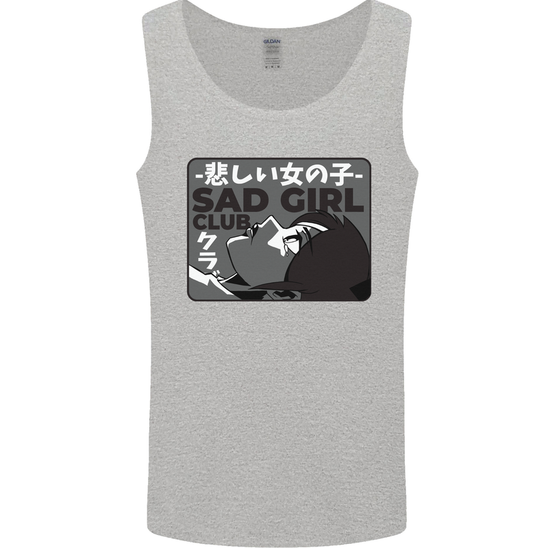Anime Sad Girl Mens Vest Tank Top Sports Grey
