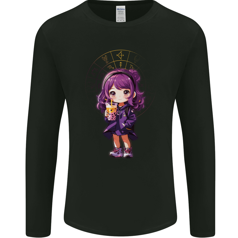 Anime Sagittarius Chibi Mens Long Sleeve T-Shirt Black