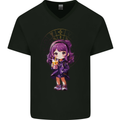 Anime Sagittarius Chibi Mens V-Neck Cotton T-Shirt Black