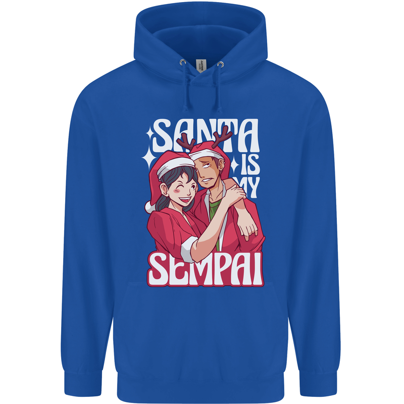 Anime Santa is My Sempai Funny Christmas Xmas Childrens Kids Hoodie Royal Blue