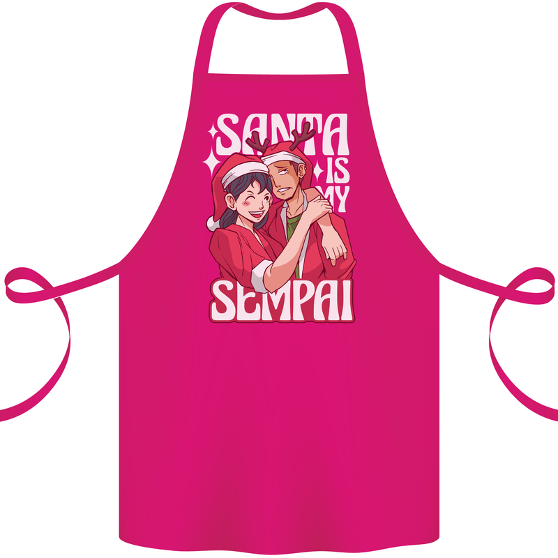 Anime Santa is My Sempai Funny Christmas Xmas Cotton Apron 100% Organic Pink
