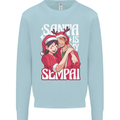 Anime Santa is My Sempai Funny Christmas Xmas Kids Sweatshirt Jumper Light Blue