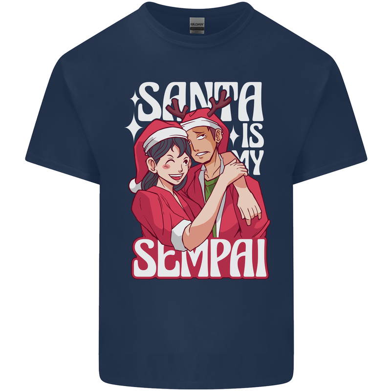 Anime Santa is My Sempai Funny Christmas Xmas Kids T-Shirt Childrens Navy Blue