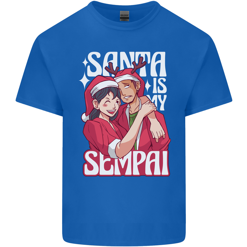 Anime Santa is My Sempai Funny Christmas Xmas Kids T-Shirt Childrens Royal Blue