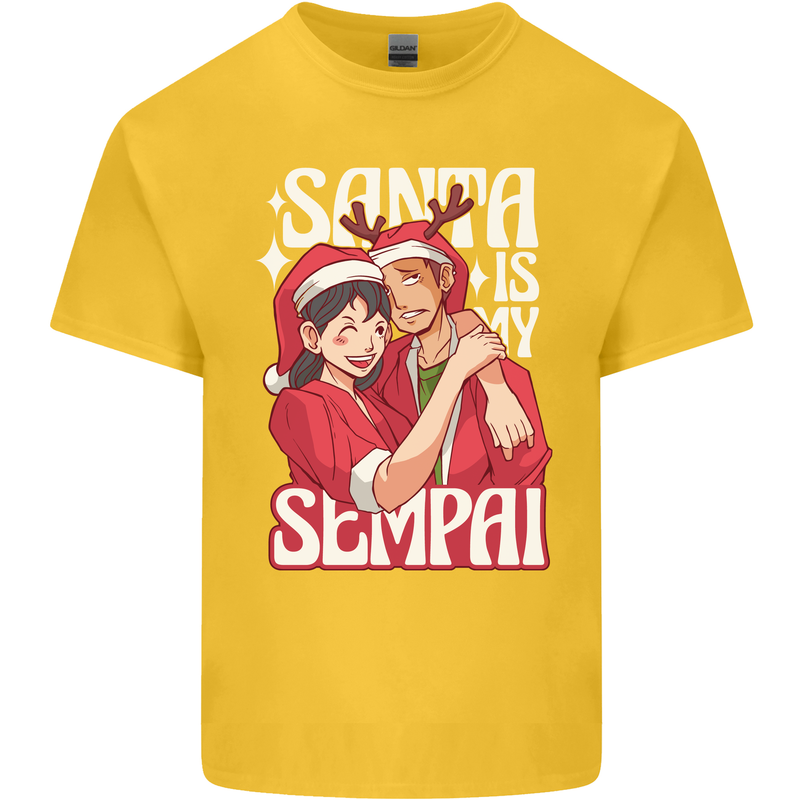 Anime Santa is My Sempai Funny Christmas Xmas Kids T-Shirt Childrens Yellow