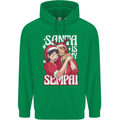 Anime Santa is My Sempai Funny Christmas Xmas Mens 80% Cotton Hoodie Irish Green