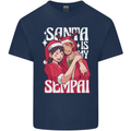 Anime Santa is My Sempai Funny Christmas Xmas Mens Cotton T-Shirt Tee Top Navy Blue