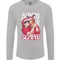 Anime Santa is My Sempai Funny Christmas Xmas Mens Long Sleeve T-Shirt Sports Grey