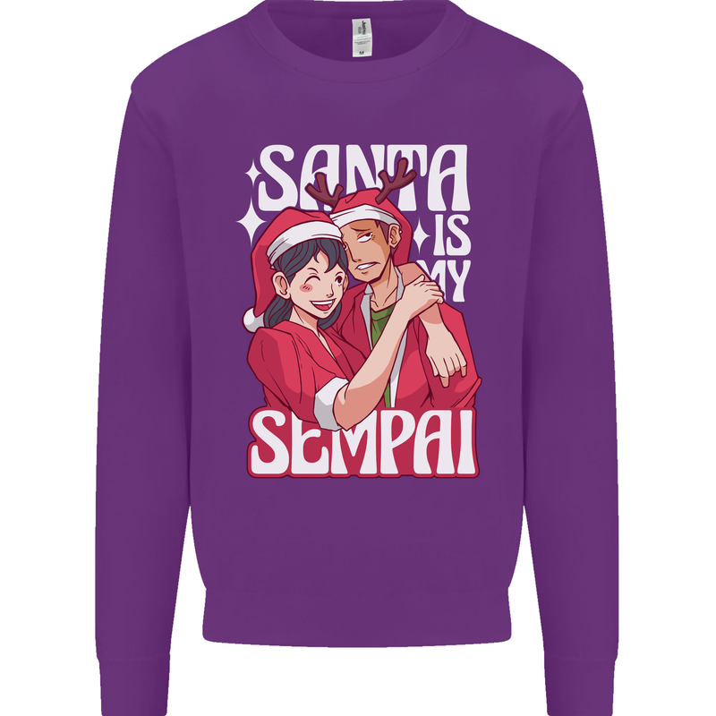 Anime Santa is My Sempai Funny Christmas Xmas Mens Sweatshirt Jumper Purple