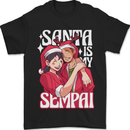 Anime Santa is My Sempai Funny Christmas Xmas Mens T-Shirt 100% Cotton Black