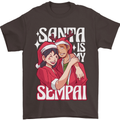 Anime Santa is My Sempai Funny Christmas Xmas Mens T-Shirt 100% Cotton Dark Chocolate