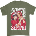 Anime Santa is My Sempai Funny Christmas Xmas Mens T-Shirt 100% Cotton Military Green