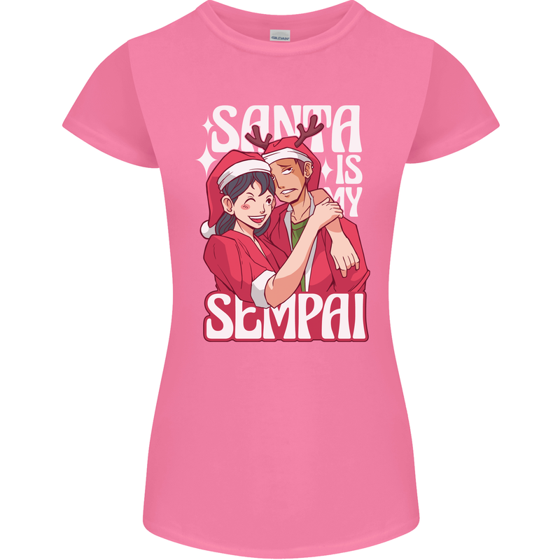 Anime Santa is My Sempai Funny Christmas Xmas Womens Petite Cut T-Shirt Azalea