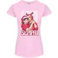 Anime Santa is My Sempai Funny Christmas Xmas Womens Petite Cut T-Shirt Light Pink