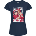 Anime Santa is My Sempai Funny Christmas Xmas Womens Petite Cut T-Shirt Navy Blue
