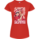Anime Santa is My Sempai Funny Christmas Xmas Womens Petite Cut T-Shirt Red