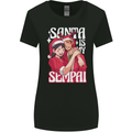 Anime Santa is My Sempai Funny Christmas Xmas Womens Wider Cut T-Shirt Black