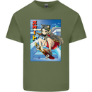 Anime Skater Girl Skateboard Skateboarding Mens Cotton T-Shirt Tee Top Military Green