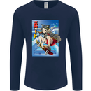Anime Skater Girl Skateboard Skateboarding Mens Long Sleeve T-Shirt Navy Blue