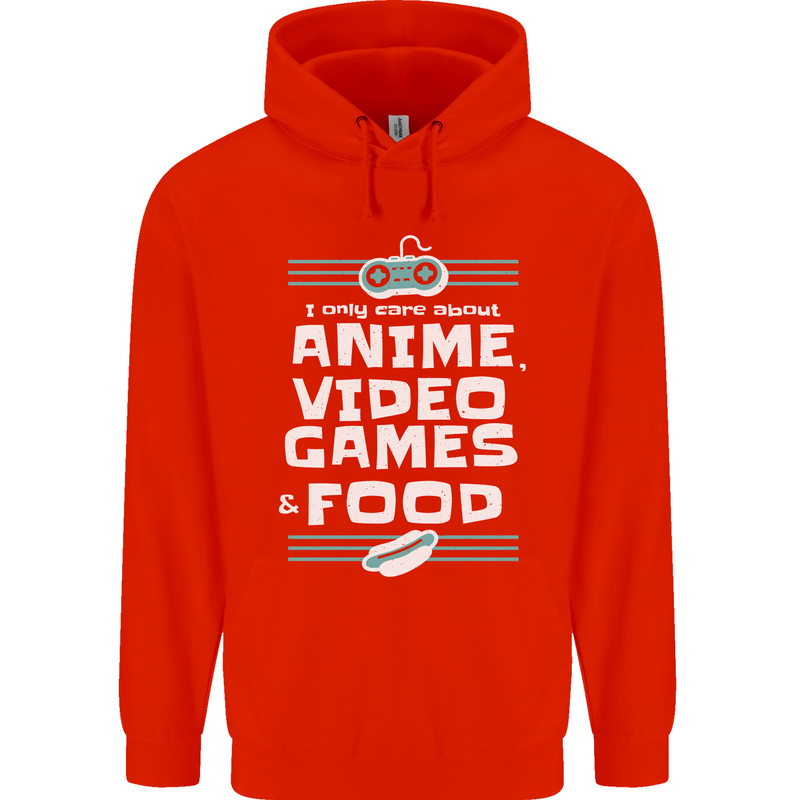 Anime Video Games & Food Funny Childrens Kids Hoodie Bright Red