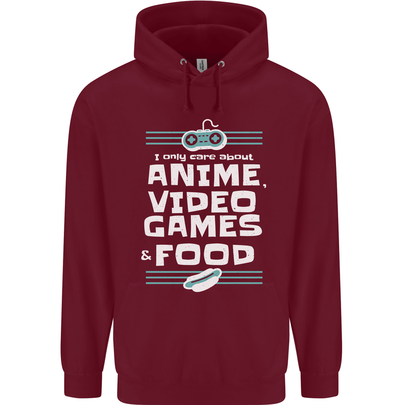 Anime Video Games & Food Funny Childrens Kids Hoodie Maroon