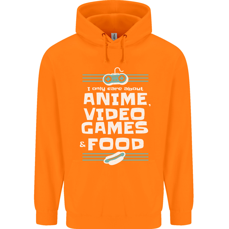 Anime Video Games & Food Funny Childrens Kids Hoodie Orange