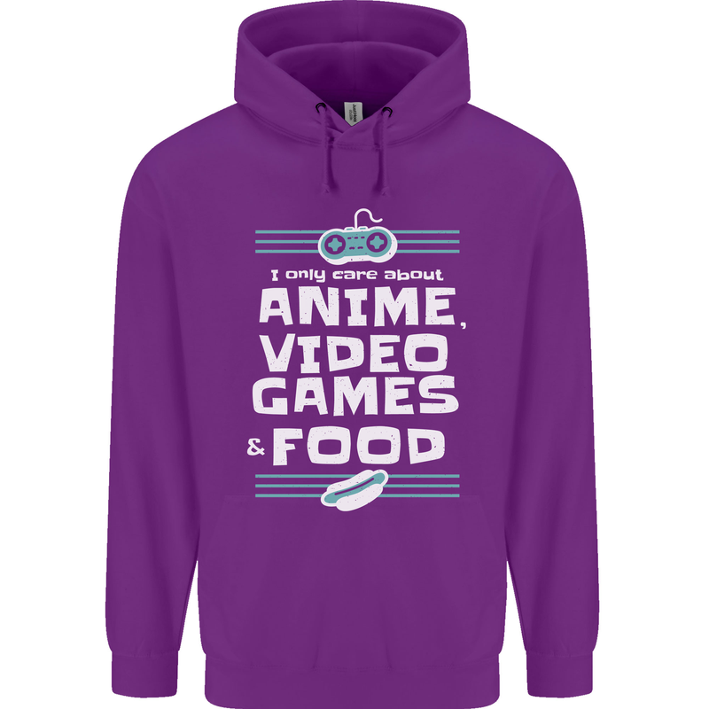 Anime Video Games & Food Funny Childrens Kids Hoodie Purple