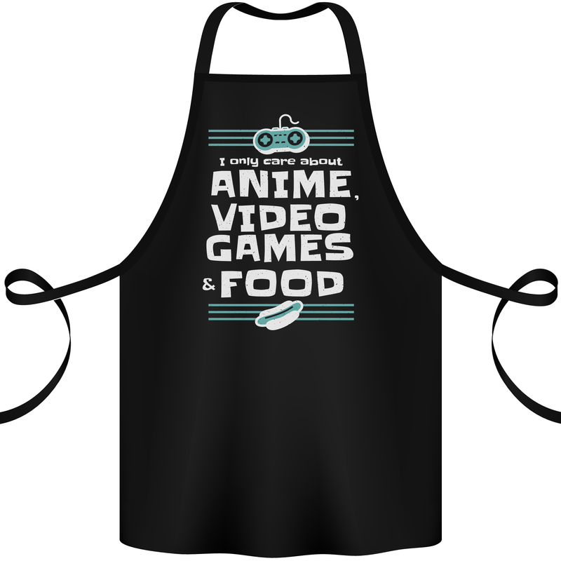 Anime Video Games & Food Funny Cotton Apron 100% Organic Black