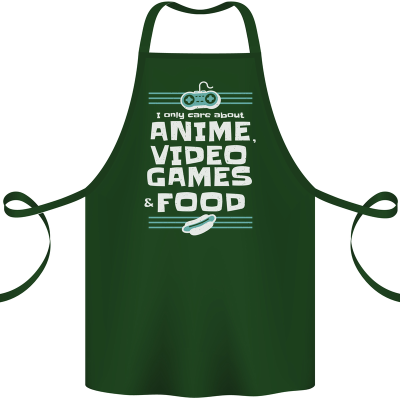 Anime Video Games & Food Funny Cotton Apron 100% Organic Forest Green