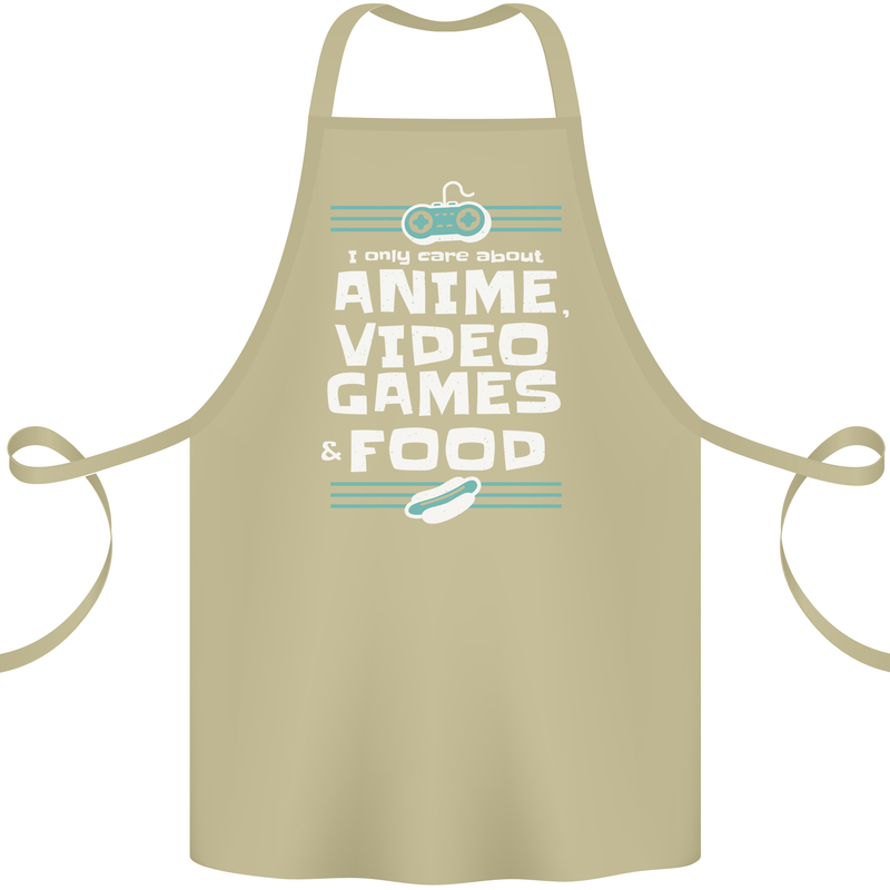 Anime Video Games & Food Funny Cotton Apron 100% Organic Khaki