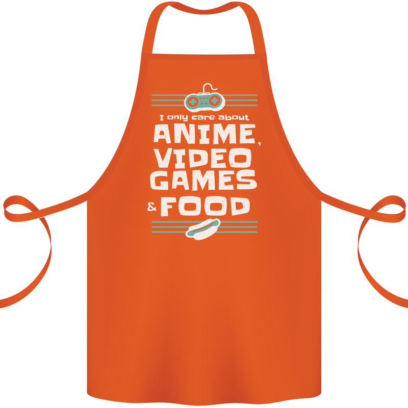 Anime Video Games & Food Funny Cotton Apron 100% Organic Orange