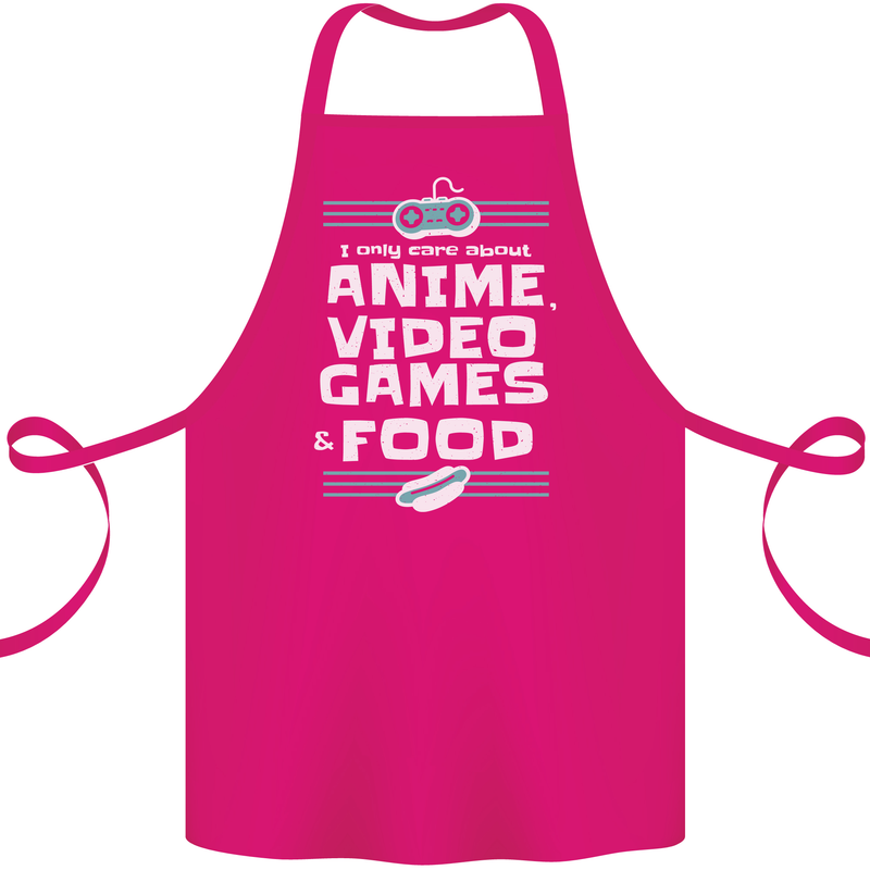 Anime Video Games & Food Funny Cotton Apron 100% Organic Pink