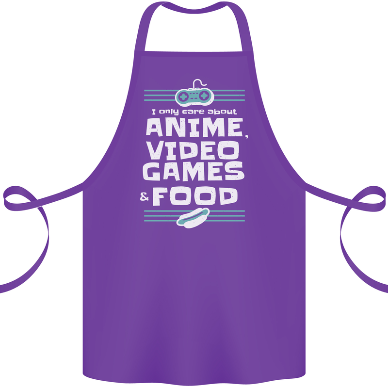 Anime Video Games & Food Funny Cotton Apron 100% Organic Purple