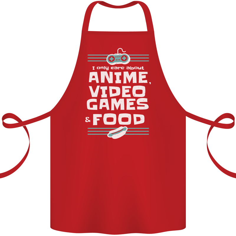 Anime Video Games & Food Funny Cotton Apron 100% Organic Red