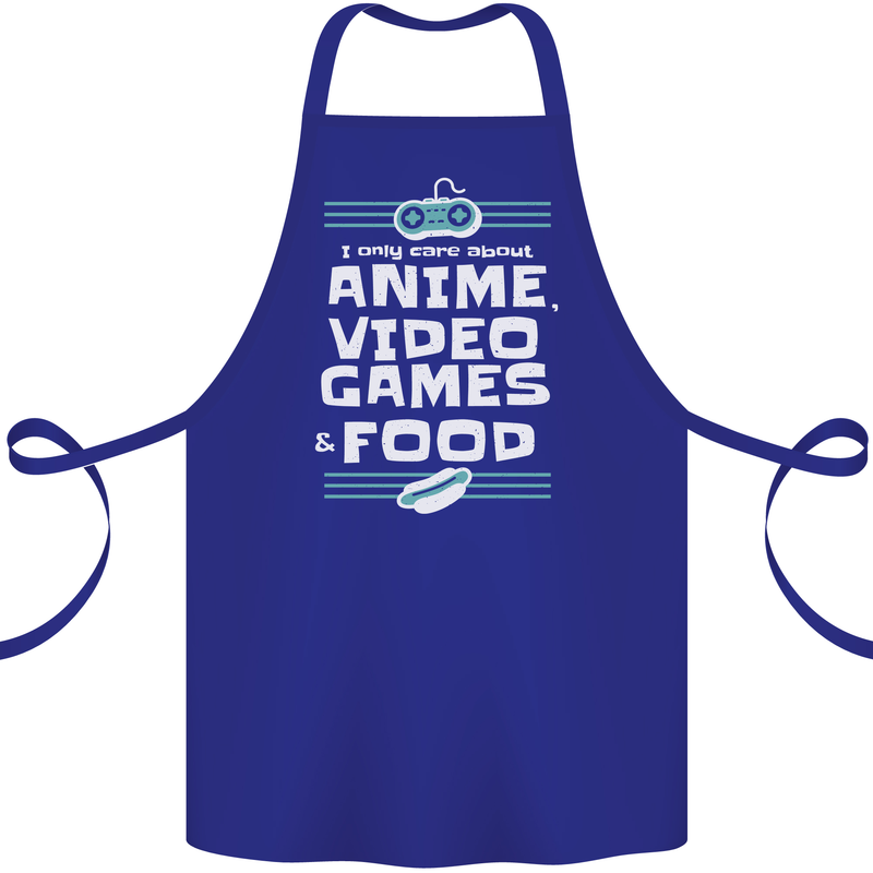 Anime Video Games & Food Funny Cotton Apron 100% Organic Royal Blue