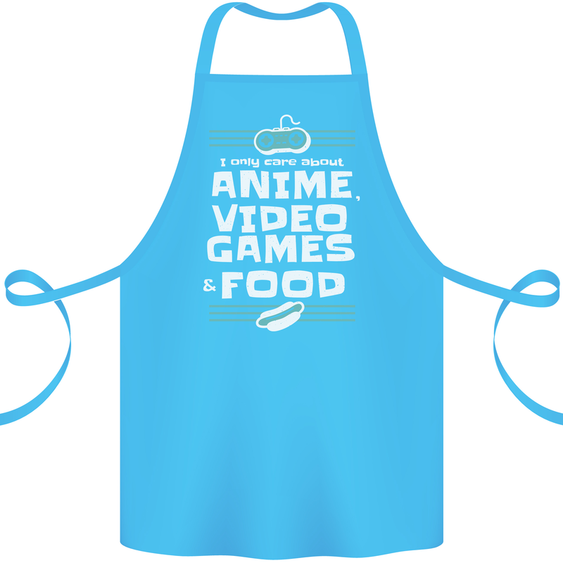 Anime Video Games & Food Funny Cotton Apron 100% Organic Turquoise