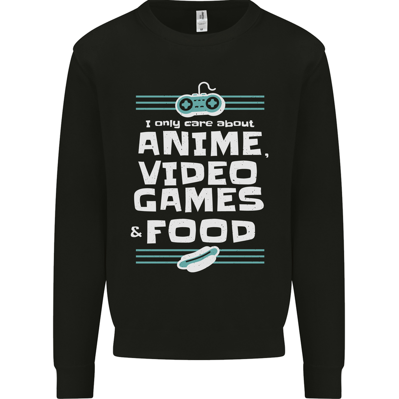 Anime Video Games & Food Funny Kids Sweatshirt Jumper Black