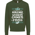 Anime Video Games & Food Funny Kids Sweatshirt Jumper Forest Green