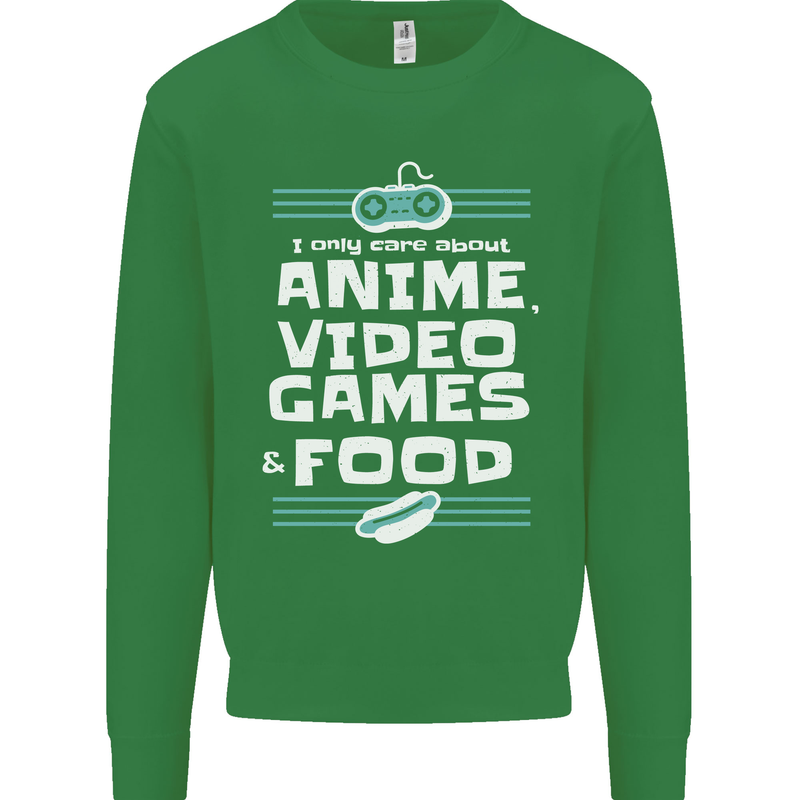 Anime Video Games & Food Funny Kids Sweatshirt Jumper Irish Green
