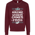 Anime Video Games & Food Funny Kids Sweatshirt Jumper Maroon