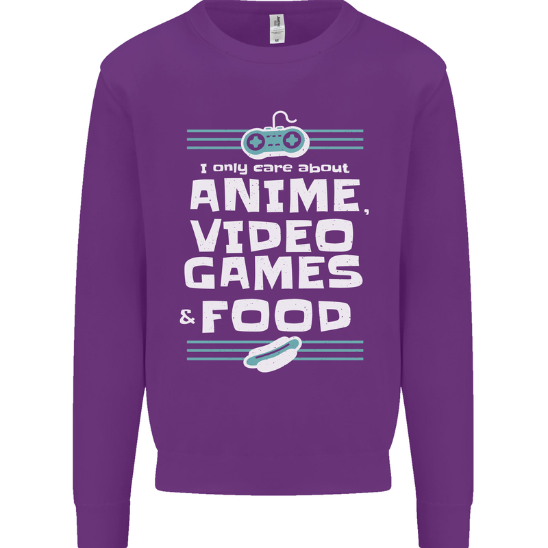 Anime Video Games & Food Funny Kids Sweatshirt Jumper Purple