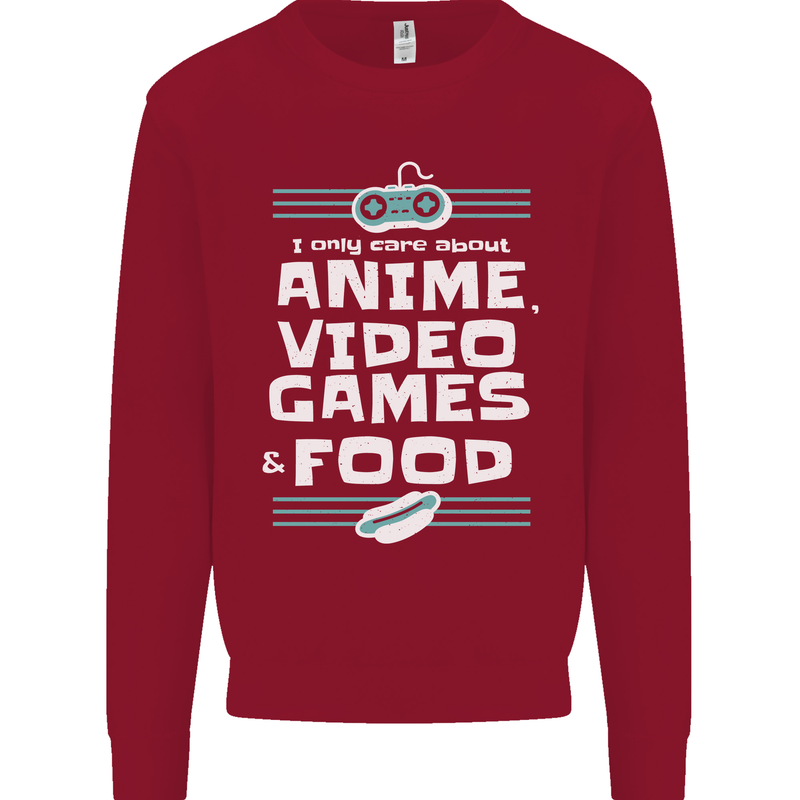 Anime Video Games & Food Funny Kids Sweatshirt Jumper Red
