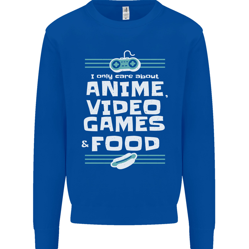 Anime Video Games & Food Funny Kids Sweatshirt Jumper Royal Blue