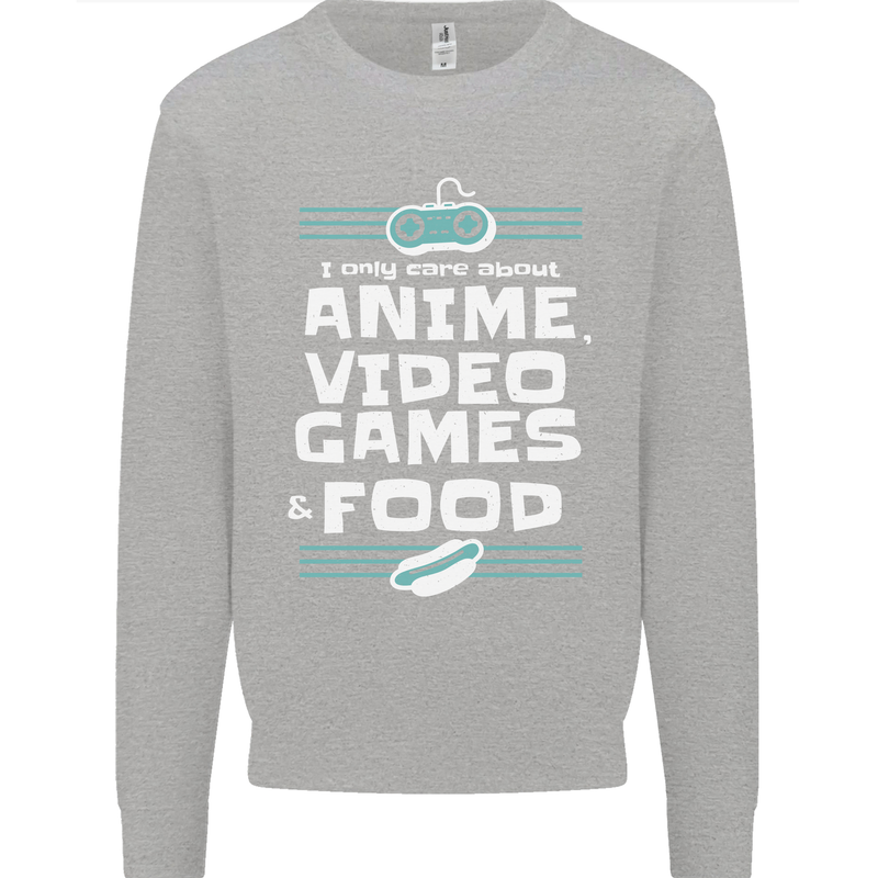 Anime Video Games & Food Funny Kids Sweatshirt Jumper Sports Grey