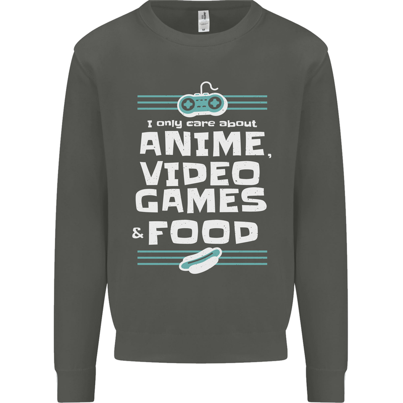 Anime Video Games & Food Funny Kids Sweatshirt Jumper Storm Grey